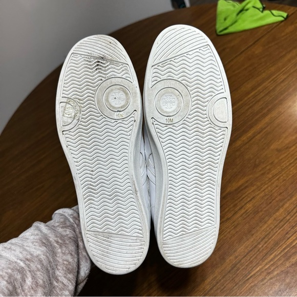 TORY BURCH HANK COURT LEATHER SNEAKER SHOES LACE UP WHITE SIZE 10 - Picture 4 of 10